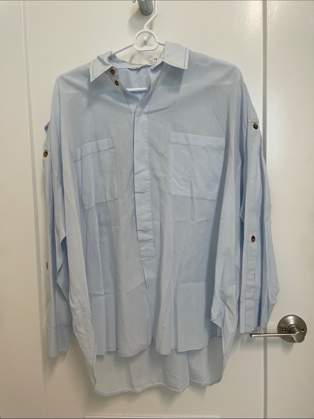Helmut Lang Pale Blue Relaxed Button-Down Shirt